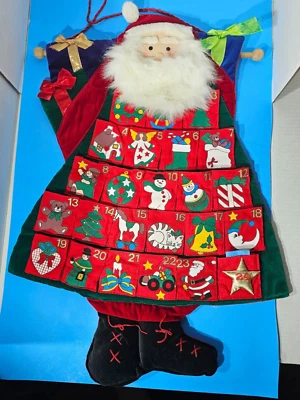 Quilted 24 Pocket Santa Advent Christmas Calendar Ornament - Image 1 of 4