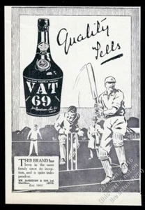 1928 IVA 69 Whisky escocés juego de cricket jugadores ilustrado vintage Reino Unido anuncio impreso - Imagen 1 de 1