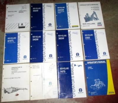 LOTE DE 12 NUEVOS MANUALES DE OPERADORES HOLLAND retroexcavadora cortacésped acondicionador cargador cabezal Foto 1 de 4