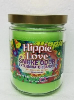 Tarro de velas Smoke Odor Exterminator de 13 oz hippie Love Foto 1 de 2