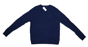 Brooks Brothers Mens Navy Long Sleeve Lambswool Cable Knit Pullover Sweater M