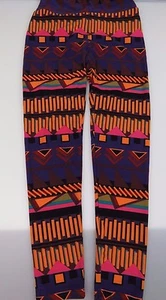 LULAROE Soft Leggings Pants ON ONE SIZE Orange Halloween Purple Retro  - Picture 1 of 5