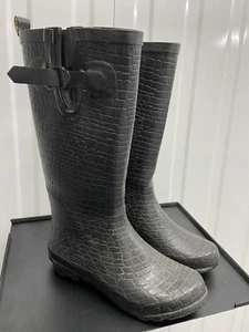 Botas de agua Wellygogs negras piel de serpiente patrón Reino Unido talla 6 - Imagen 1 de 6