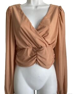 Fashion Nova Sold Out Dinner And Drinks Taupe Top L NWT Mesh 