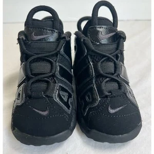 Nike AIR More Uptempo Low Triple Black Shoes SIZE 5 Toddler EUC - Picture 1 of 10