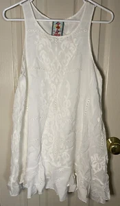 Johnny Was womens White Sleeveless Dress C17018-2 Cupra Rayon & cotton, small - Picture 1 of 3
