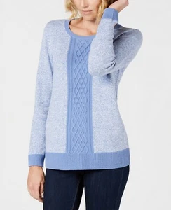 Maglione girocollo donna Petites Ombre Colorblock Cobble taglia: PXL, colore: blu - Foto 1 di 2