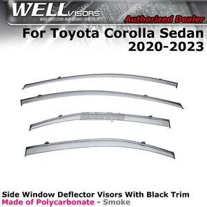 Wellvisors Guard Deflectors Visors For Toyota Corolla 2020-2024 Sedan Black Trim - Foto 1 di 10