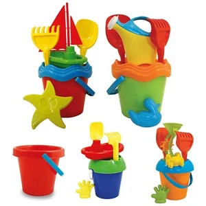 Kids Colourful Plastic Beach Bucket And Spade Set Sandbox Summer Outdoor Toy NEW - Picture 1 of 15
