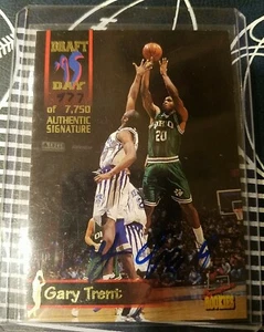 1995 BASKETBALL SIGNATURE ROOKIES DRAFT DAY AUTO CARD GARY TRENT #11 977 of 7750 - Picture 1 of 2