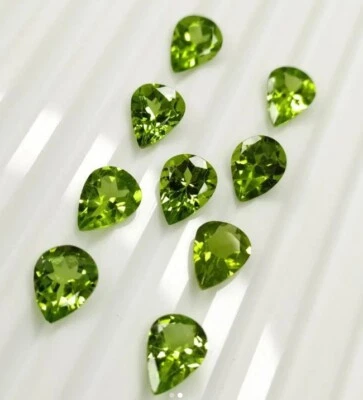 Lote de 2 fotos de plata 925 piedra suelta peridoto simulada pera corte brillante 6x8 Foto 1 de 4