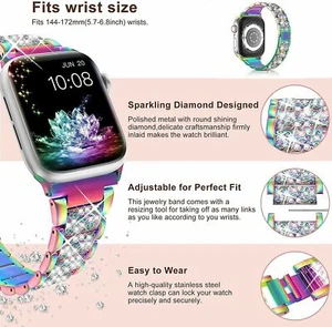 38 41 45 44mm Bling iWatch Strap Band For Apple Watch Band Series 7 6 5 4 3 2 SE - Picture 1 of 13