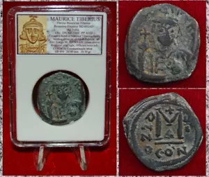 Antigua Moneda Imperio Bizantino MAURICIO TIBERIO Grande Bronce Constantinopla Como Nueva - Imagen 1 de 4