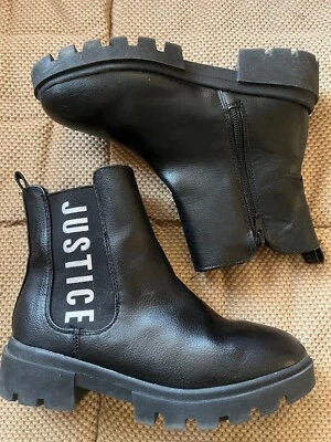 Botas forradas de piel con cremallera lateral negra Justice talla 3 para niñas usadas en excelente estado Foto 1 de 4