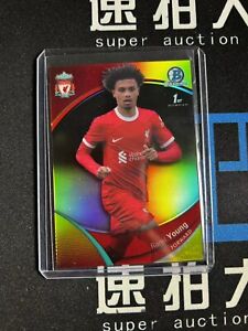 2024 topps chrome LIVERPOOL FC BOWMAN YELLOW REFRACTOR 1ST RC RANEL YOUNG /75