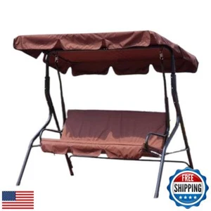 Patio Swing Canopy Replacement Top - 3 Seat Cover for Porch, Garden (Coffee/6 - Picture 1 of 5