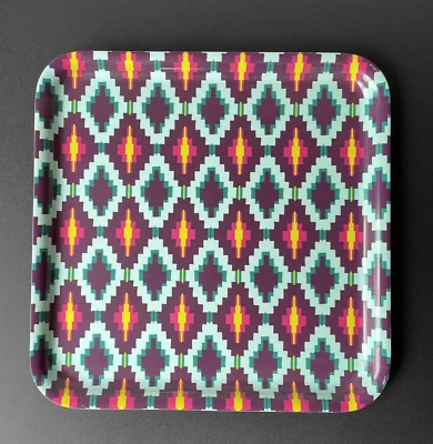 Bandeja para servir melamina IKEA Sommar 13x13 patrón Ikat cuadrado patrón suroeste Foto 1 de 4