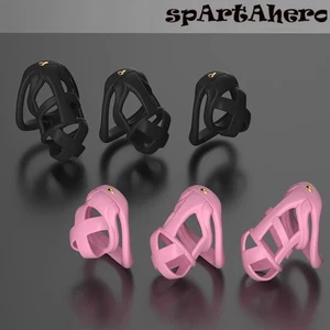 Jaula de bloqueo de castidad 3D bloqueo invisible con anillo de 4 arcos testículo cinturón de castidad esclavo - Imagen 1 de 36