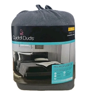 Juego de sábanas Cuddl Duds gris carbón microfleece 4 piezas COMPLETO felpa suave ajuste profundo NUEVO Foto 1 de 4