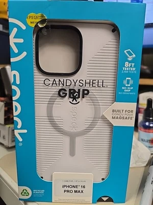 Funda de teléfono antideslizante Speck Candyshell Grip MagSafe iPhone 16 Pro Max - blanca Foto 1 de 2