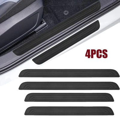 Protector de peldaños de panel de cubierta de alféizar de puerta de coche de PVC negro 4 piezas para Toyota Foto 1 de 4