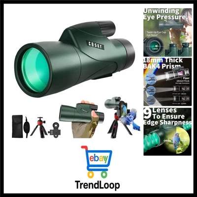 Monokulares Teleskop, Piper 12 x 55 Hochauflösendes Monokular für Erwachsene ...