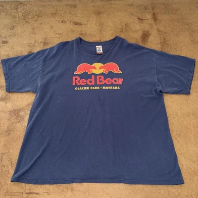 Red Bear Glacier Park Men’s T-Shirt Blue 2XL Red Bull Type Graphic The Duck Co. - Image 1 of 4