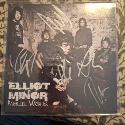 ELLIOT MINOR "PARALLEL WORLDS" POSTER SLEEVE  BLUE 45 RPM VINYL SIGNED 2008 NM - Image 1 of 4