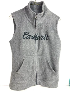 Carhartt Fleece Vest ForWomen Size M (8/10) Gray Full Zip Embroidered Spellout - Picture 1 of 17