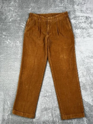 Bills Khakis Pants Mens 34x32 Chestnut Brown Pleated Corduroy Made in USA - Image 1 of 4