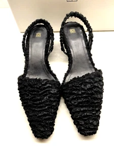 TOTEME Black Faux Fur Slide Sandal Shoes 38 New $650 Sold Out! - Picture 1 of 7