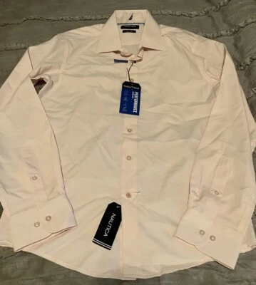 NAUTICA Performance Super Shirt Men's SMALL Slim Pink Moisture Wicking NEW - Image 1 of 2
