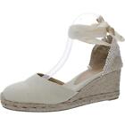 Castaner Womens Ivory Canvas Wedge Sandals Shoes 9 Medium (B,M) BHFO 5294