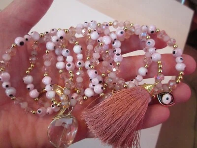 LOT OF 7 STONE AND CRYSTAL EVIL EYE BRACELETS - NICE -  BBA-2 - Image 1 of 4
