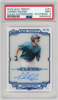 Jarred Kelenic 2019 Leaf Trinity Clear Auto Platinum /45 PSA 9 - Image 1 of 2