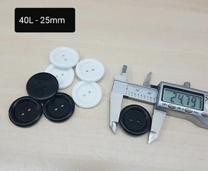 Jacket Coat Style Plain Flat Buttons 25mm 40L Black White 2 Hole Blazer Macs - Picture 1 of 3