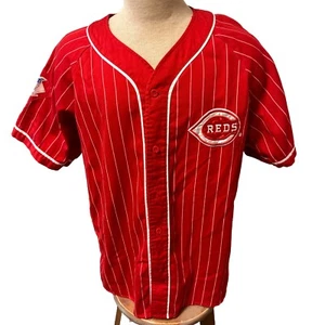 Starter MLB Cincinnati Reds Pinstripe Baseball Jersey Mens Large 90s - Picture 1 of 9