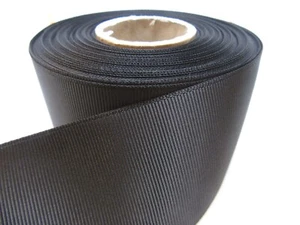 3mm 6mm 10mm 16mm 22mm 38mm 50mm BLACK Grosgrain Ribbon Double Sided Ribbed Tape - Picture 1 of 10