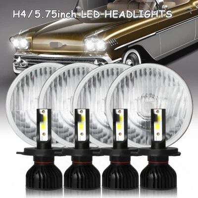 Faros LED redondos de haz alto-bajo de 5 3/4 5,75" 4 piezas para Dodge Coronet 1959-1974 Foto 1 de 4