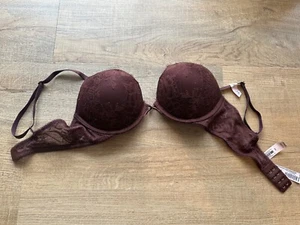 Victoria‘s Secret, Push Up BH aus Spitze mit Rosenmuster, weinrot, 34B - Bild 1 von 5