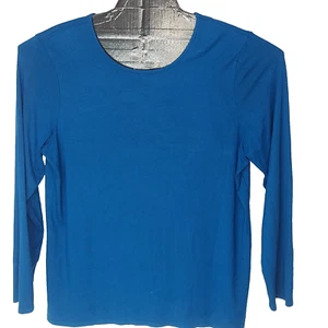 CHICOS Ultimate Tee Womens 3 Pullover Knit Top Blue Long Sleeve Round Neck - Picture 1 of 13