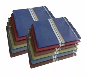 Beautiful Cotton Hankie Striped Office Rumaal Multicolor Handkerchiefs Set Of 12 - Imagen 1 de 4