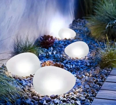 LED Garten Untergrund leuchten Außenleuchte Mattierte Glas-Kieselsteine - Bild 1 von 4