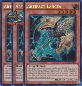 Yugioh! 3x Artefacto Lancea BLMM-EN125 Secreto Raro 1ª Edición Casi Nuevo - Imagen 1 de 1