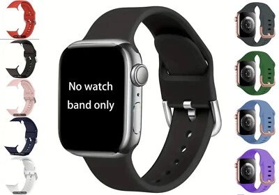 Silicone iWatch Band For Apple Watch Ultra iWatch Series 9 8 7 6 5 SE 44/45/49mm - Image 1 of 4
