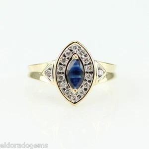 DESIGNER RING 0.40 CT. MARQUISE SAPPHIRE 0.50 CT. DIAMOND 14K YELLOW GOLD US6.75 - Picture 1 of 7