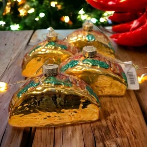 Taco Weihnachtsschmuck 4er Set Happy Holidays Marke 4,5" mal 3" Retro  - Bild 1 von 10