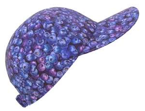 "Blueberry Hill" - OSFMost Blue & Purple All Over Berry Print Baseball Ball Cap - Picture 1 of 8