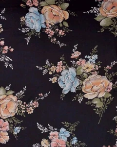 Cranston Print Works Fabric Schwartz Liebman Textiles Black Floral 41 x 82 - Bild 1 von 7