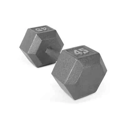 CAP Barbell 45lb Cast Iron Hex Dumbbell, Single Dumbbell Gray Dumbbell Home Gym
